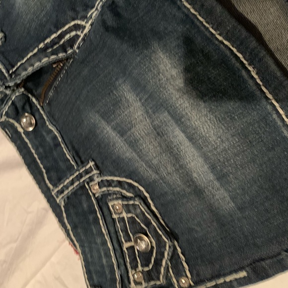 Miss Chic Jean Shorts w/ Gem Buttons - Picture 3 of 3